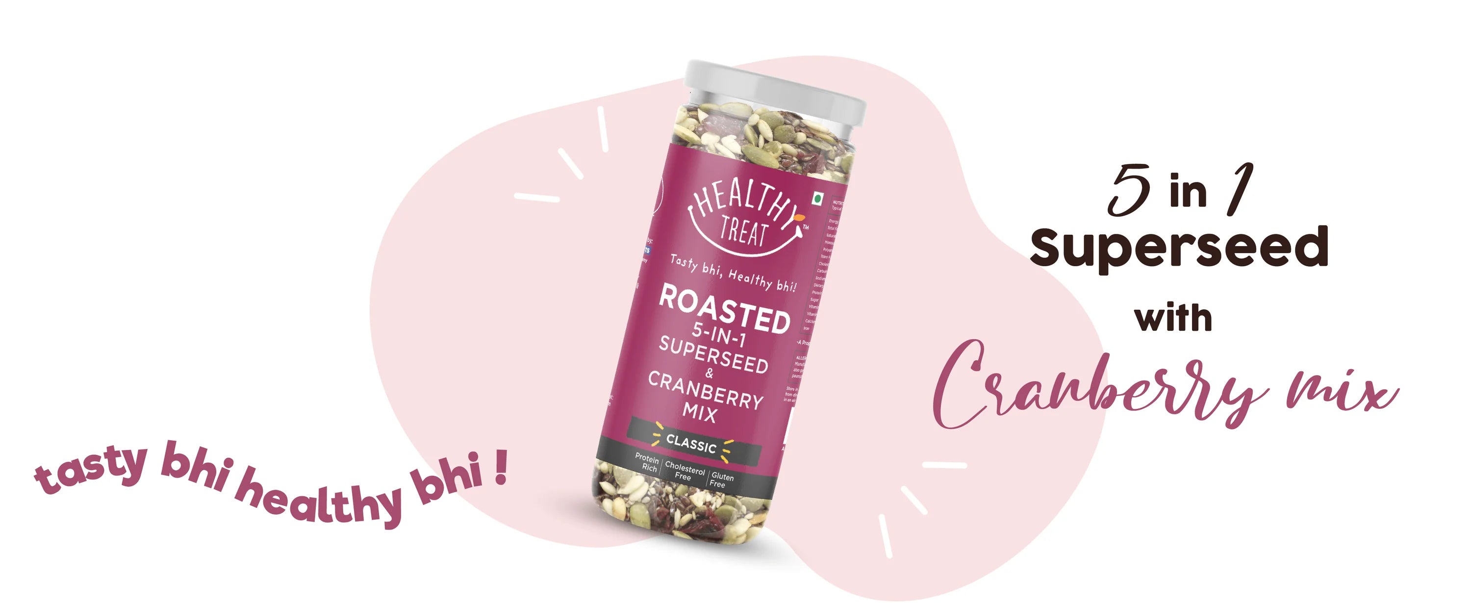 Roasted 5 in 1 SuperSeed Mix with Cranberries 400gm | Protein rich, Nutritious