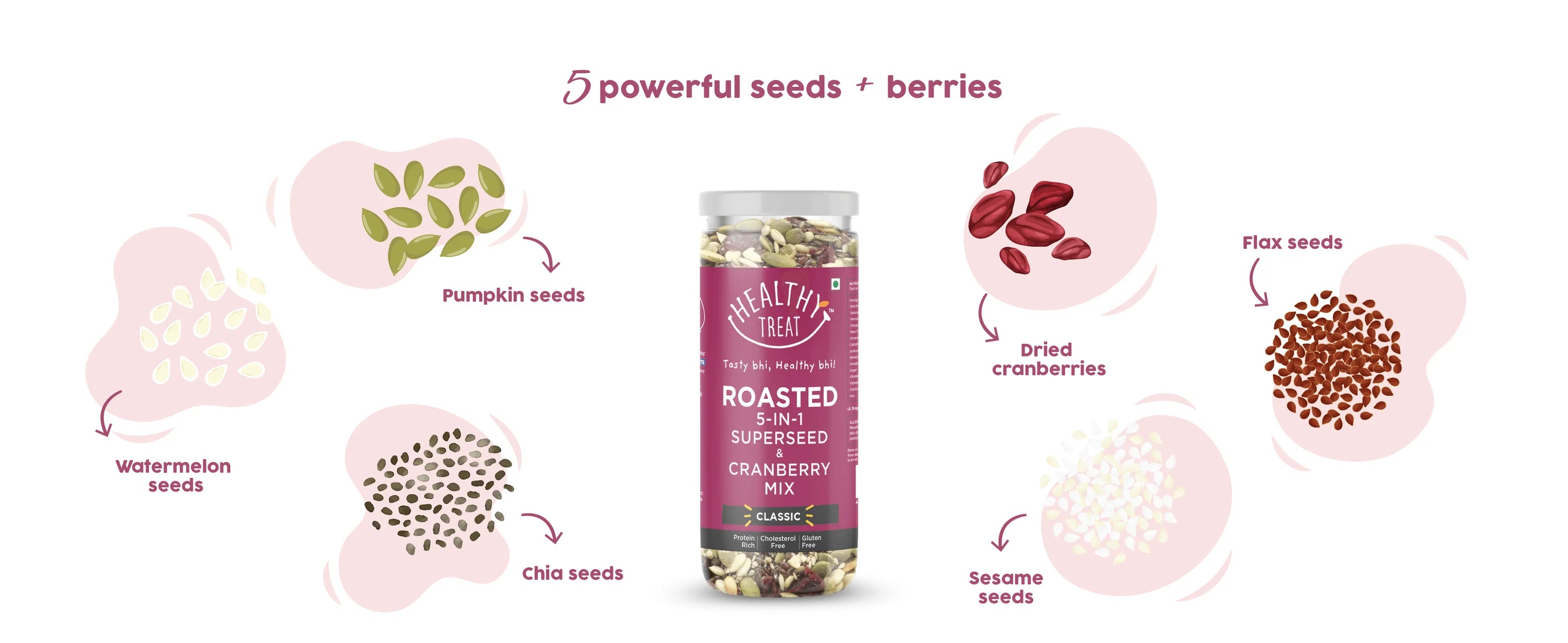 Roasted 5 in 1 SuperSeed Mix with Cranberries 400gm | Protein rich, Nutritious
