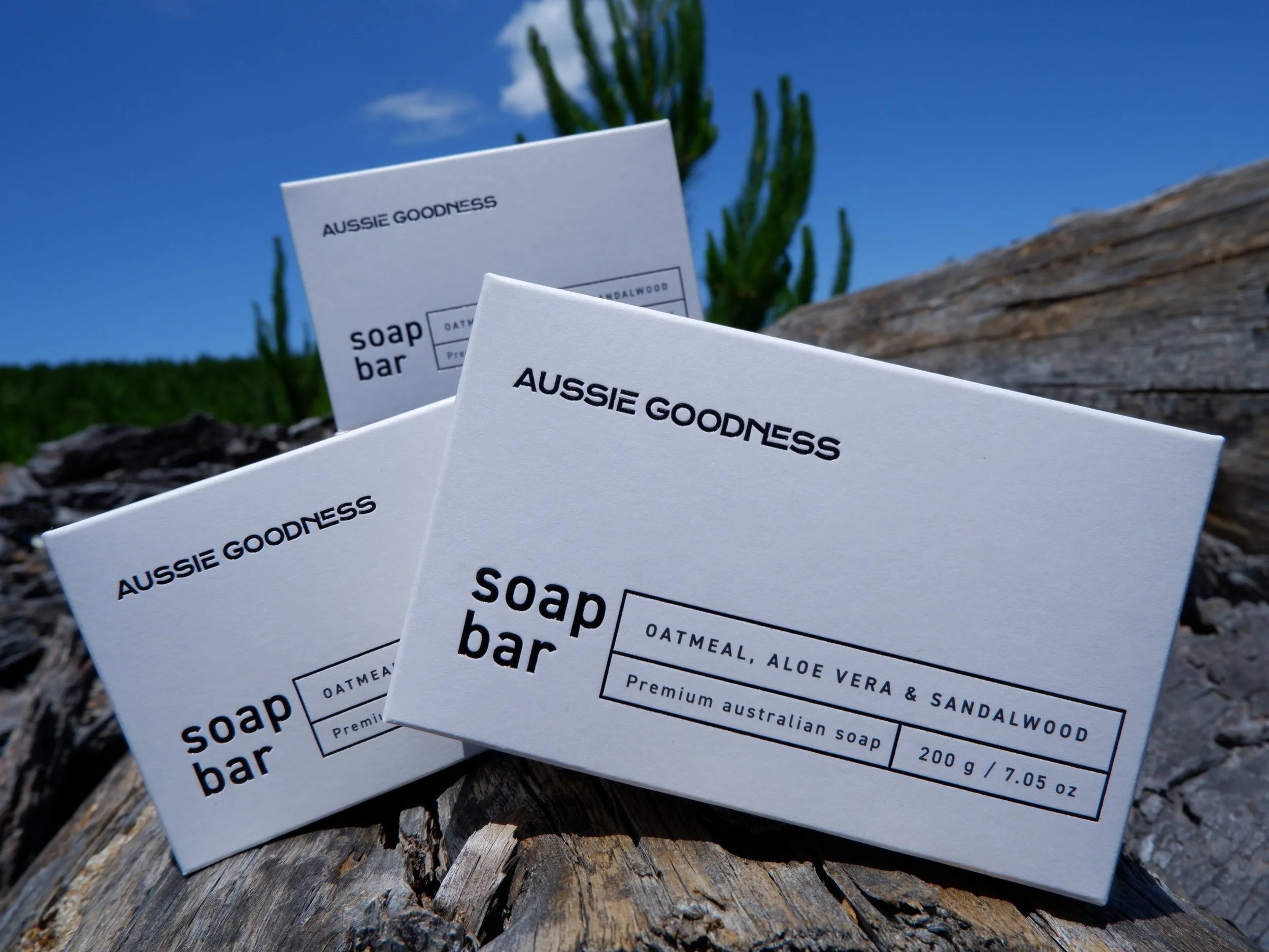 Aussie Goodness 4 Pack of 200g Oatmeal, Aloe Vera and Sandalwood Soap