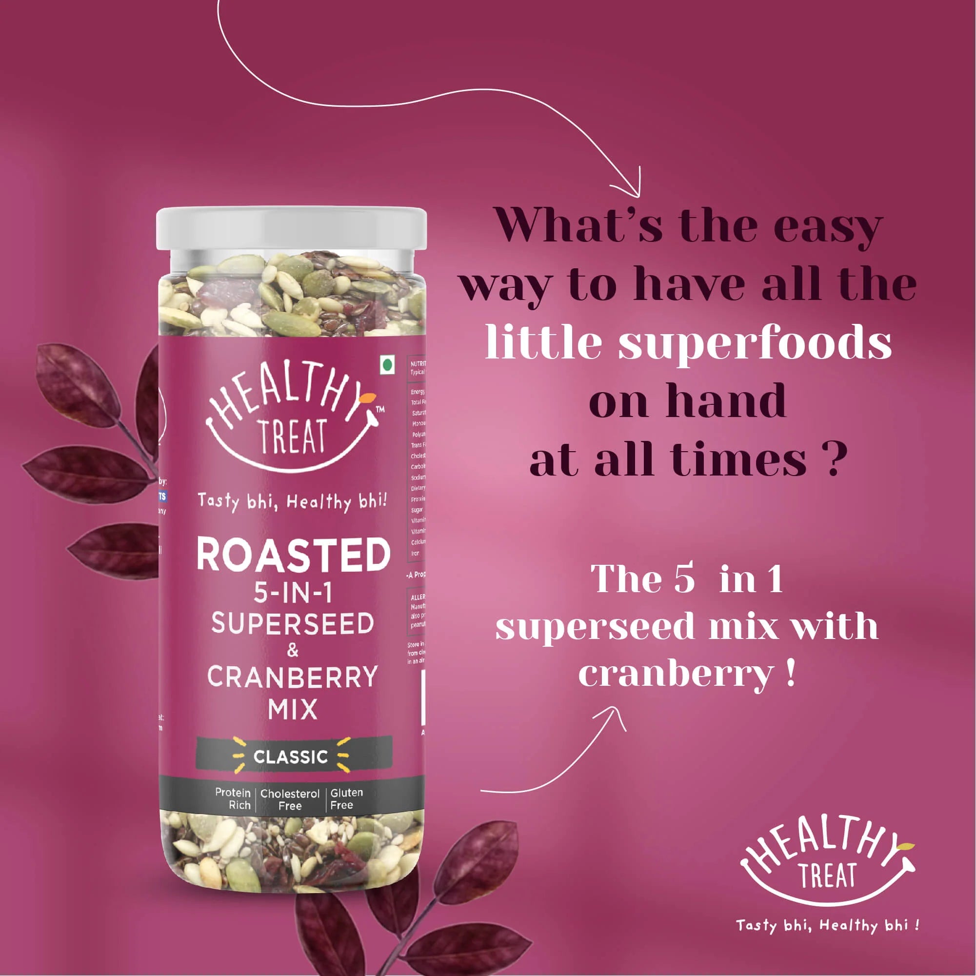 Roasted 5 in 1 SuperSeed Mix with Cranberries 400gm | Protein rich, Nutritious