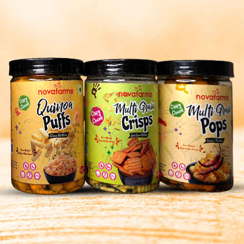 Multigrain Crisps + Quinoa Puffs + Multigrain PopsAvailable for bulk orders)