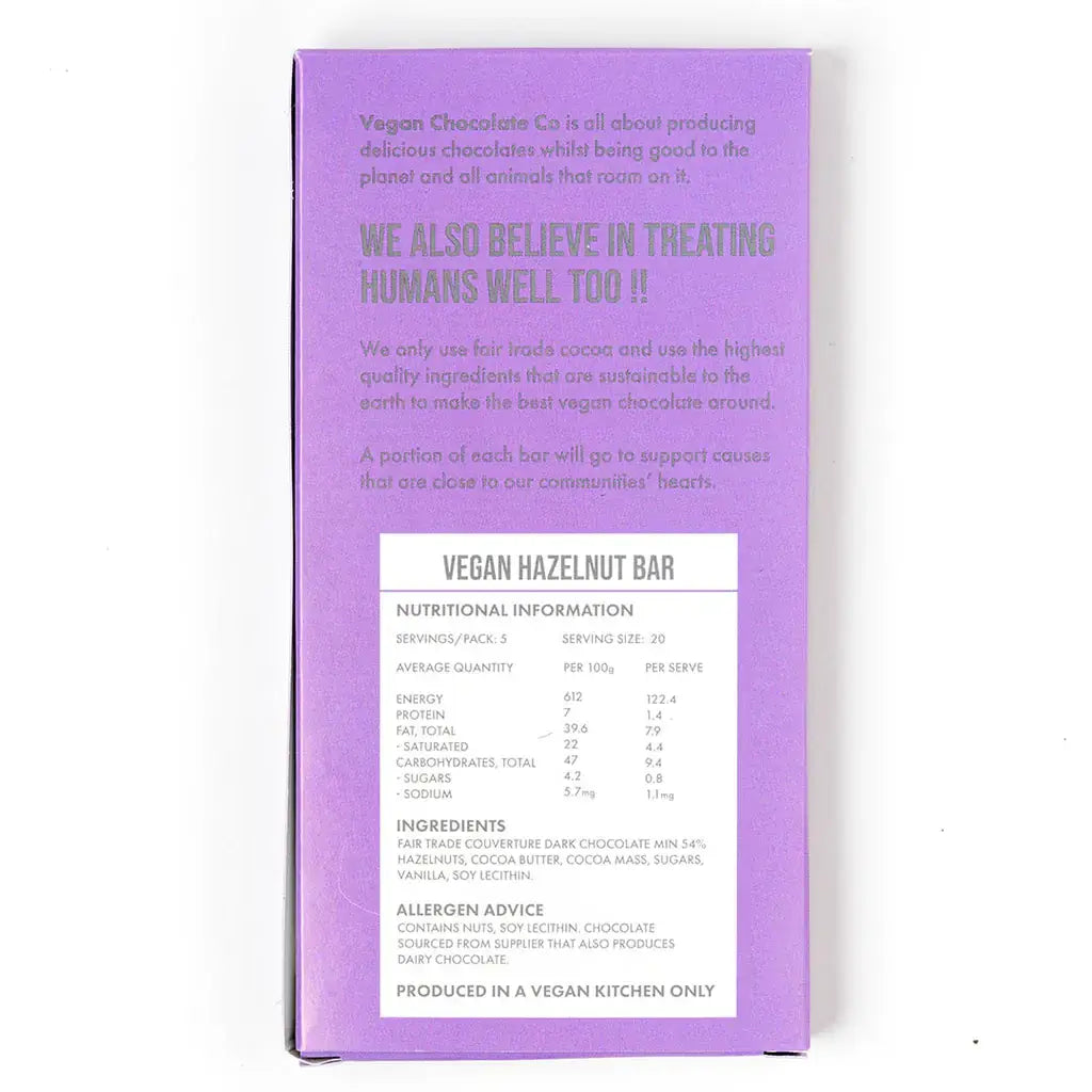 Vegan Hazelnut Bar (100G) (Made in Australia)